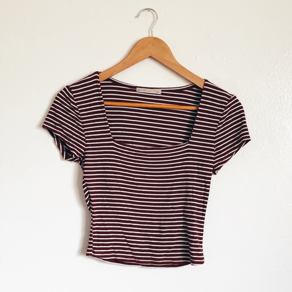 Striped Square Neck Crop Top